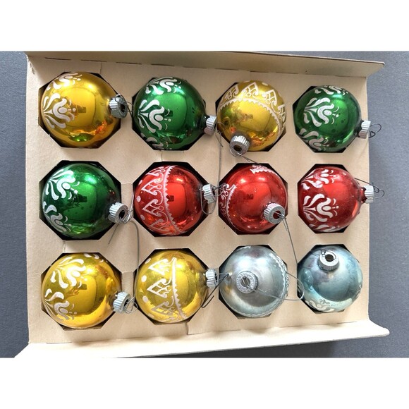 Shiny Brite Vintage Glass Christmas Tree Ornaments Original Box Holiday - Picture 4 of 7
